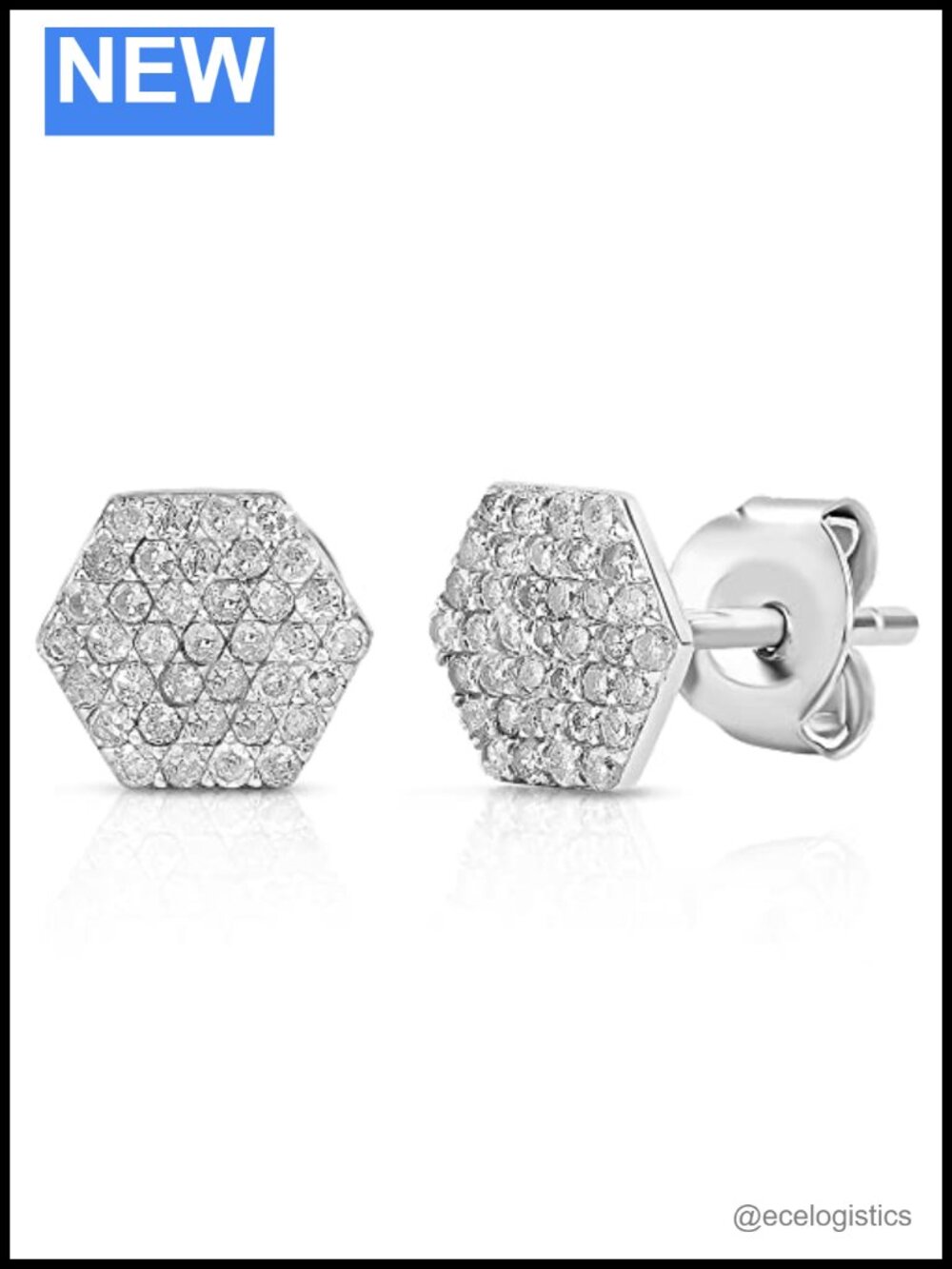10K White Gold Diamond Cluster Stud Earrings